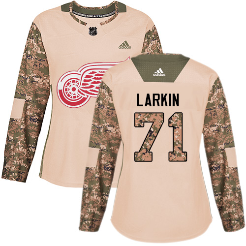 Adidas Detroit Red Wings #71 Dylan Larkin Camo Authentic 2017 Veterans Day Women's Stitched Jersey Womens