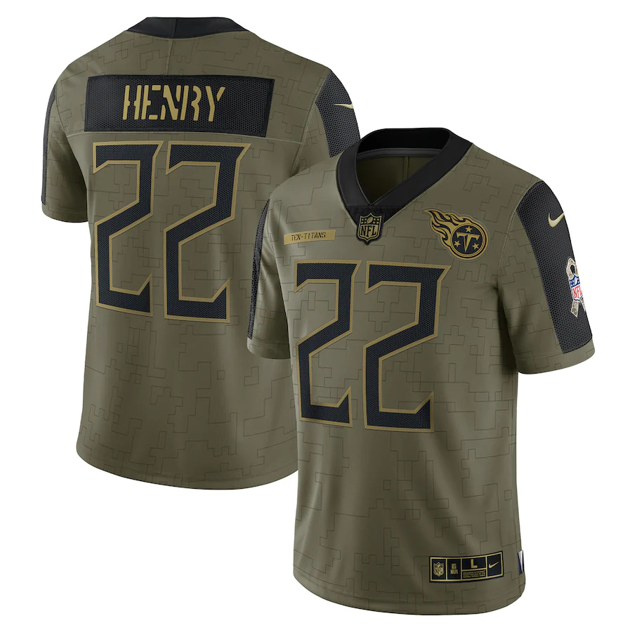 Tennessee Titans #22 Derrick Henry Olive 2021 Salute To Service Limited Player Jersey