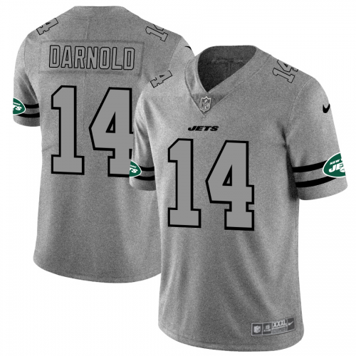 New York New York Jets #14 Sam Darnold Men's Gray Gridiron II Vapor Untouchable Limited Jersey Men's