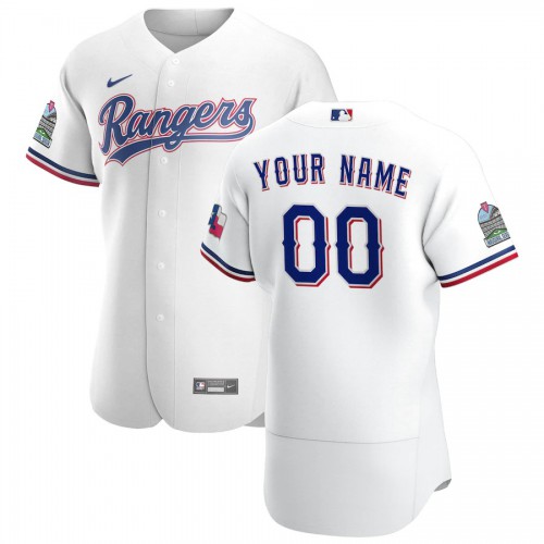 Texas Rangers Custom Men's White Home 2020 Authentic Patch Player Jersey