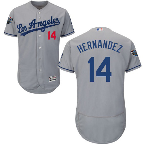 Los Angeles Dodgers #14 Enrique Hernandez Grey Flexbase Authentic Collection 2018 World Series Stitched Jersey Men's