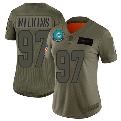 Miami Dolphins #97 Christian Wilkins Camo Women's Stitched Limited 2019 Salute to Service Jersey Womens