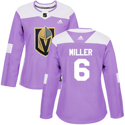Adidas Golden Vegas Golden Knights #6 Colin Miller Purple Authentic Fights Cancer Women's Stitched Jersey Womens