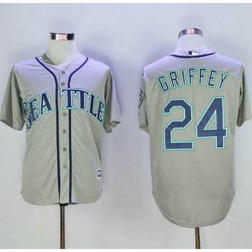 Seattle Mariners #24 Ken Griffey Grey New Cool Base 2016 Hall Of Fame Patch Stitched Jersey Men's