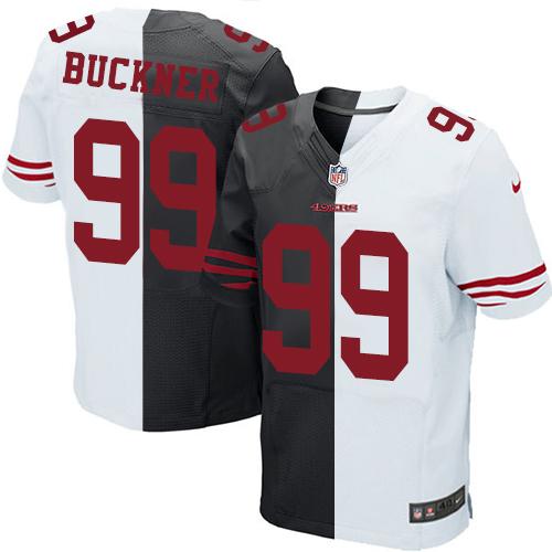 San Francisco 49ers #99 DeForest Buckner Black/White Men's Stitched Elite Split Jersey Men's