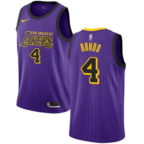 Los Angeles Lakers #4 Rajon Rondo Purple Womens Swingman City Edition 2018/19 Jersey Womens