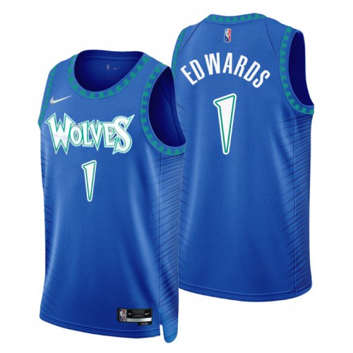 Minnesota Minnesota Timberwolves #1 Anthony Edwards Mens Royal 2021/22 Swingman Jersey - City Edition Mens
