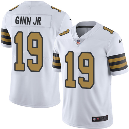 New Orleans Saints #19 Ted Ginn Jr White Youth Stitched Limited Rush Jersey Youth