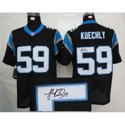 Carolina Panthers #59 Luke Kuechly Black Team Color Men's Stitched Elite Autographed Jersey Men's