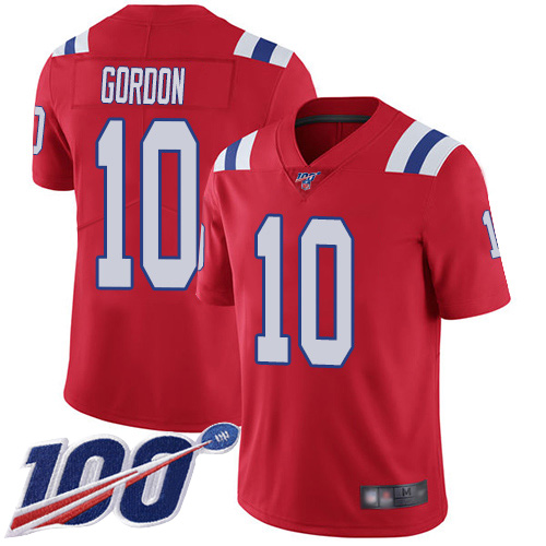 New England Patriots #10 Josh Gordon Red Alternate Men's Stitched 100th Season Vapor Limited Jersey Men's