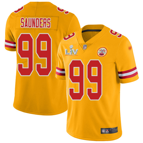 Kansas City Chiefs #99 Khalen Saunders Gold Men's Super Bowl LV Bound Stitched Limited Inverted Legend Jersey Men's