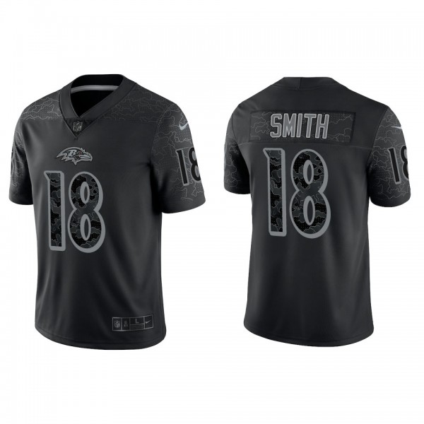 Men's Youth Women Baltimore Ravens #18 Roquan Smith Black Reflective Limited Jersey