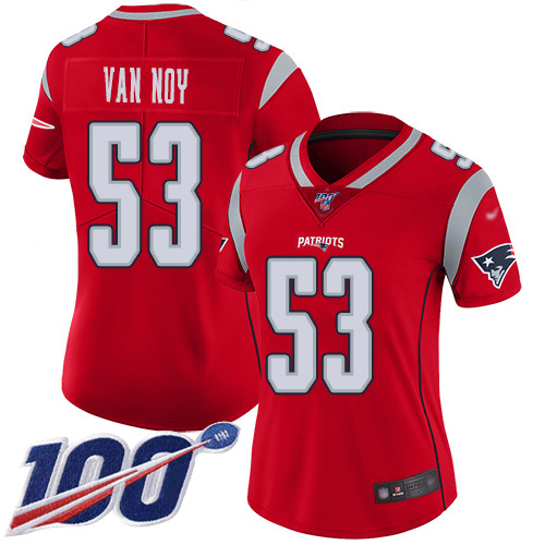 New England Patriots #53 Kyle Van Noy Red Women's Stitched Limited Inverted Legend 100th Season Jersey Womens