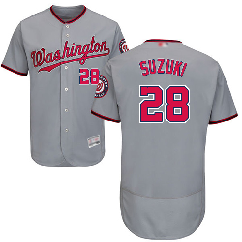 Washington Nationals #28 Kurt Suzuki Grey Flexbase Authentic Collection Stitched Jersey Men's