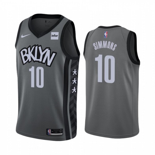 Brooklyn Nets #10 Ben Simmons Gray Swingman Statement Edition Jersey Mens