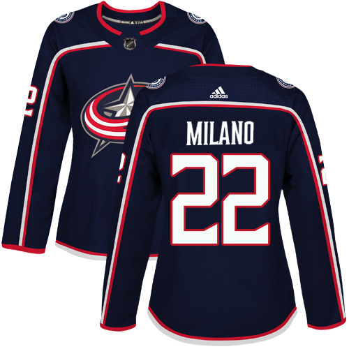 Adidas Columbus Blue Jackets #22 Sonny Milano Navy Blue Home Authentic Women's Stitched Jersey Womens