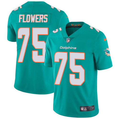 Miami Dolphins #75 Ereck Flowers Aqua Green Team Color Men's Stitched Vapor Untouchable Limited Jersey Men's