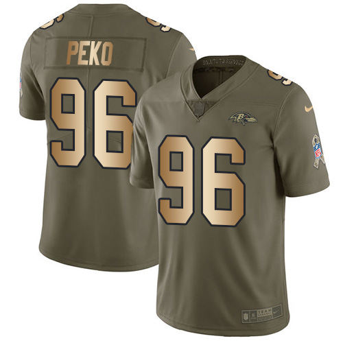 Baltimore Ravens #96 Domata Peko Sr Olive/Gold Youth Stitched Limited 2017 Salute To Service Jersey Youth
