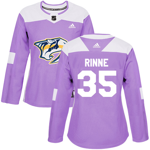 Adidas Nashville Predators #35 Pekka Rinne Purple Authentic Fights Cancer Women's Stitched Jersey Womens