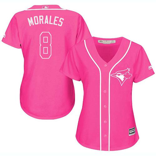 Toronto Blue Jays #8 Kendrys Morales Pink Fashion Women's Stitched Jersey Womens