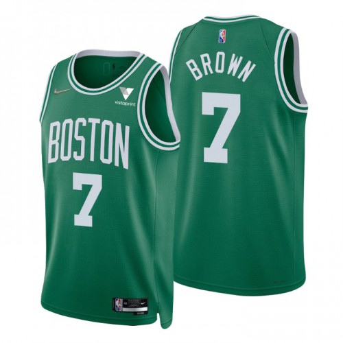 Boston Celtics #7 Jaylen Brown Green Mens 2021-22 75th Anniversary Diamond Swingman Jersey - Icon Edition Mens
