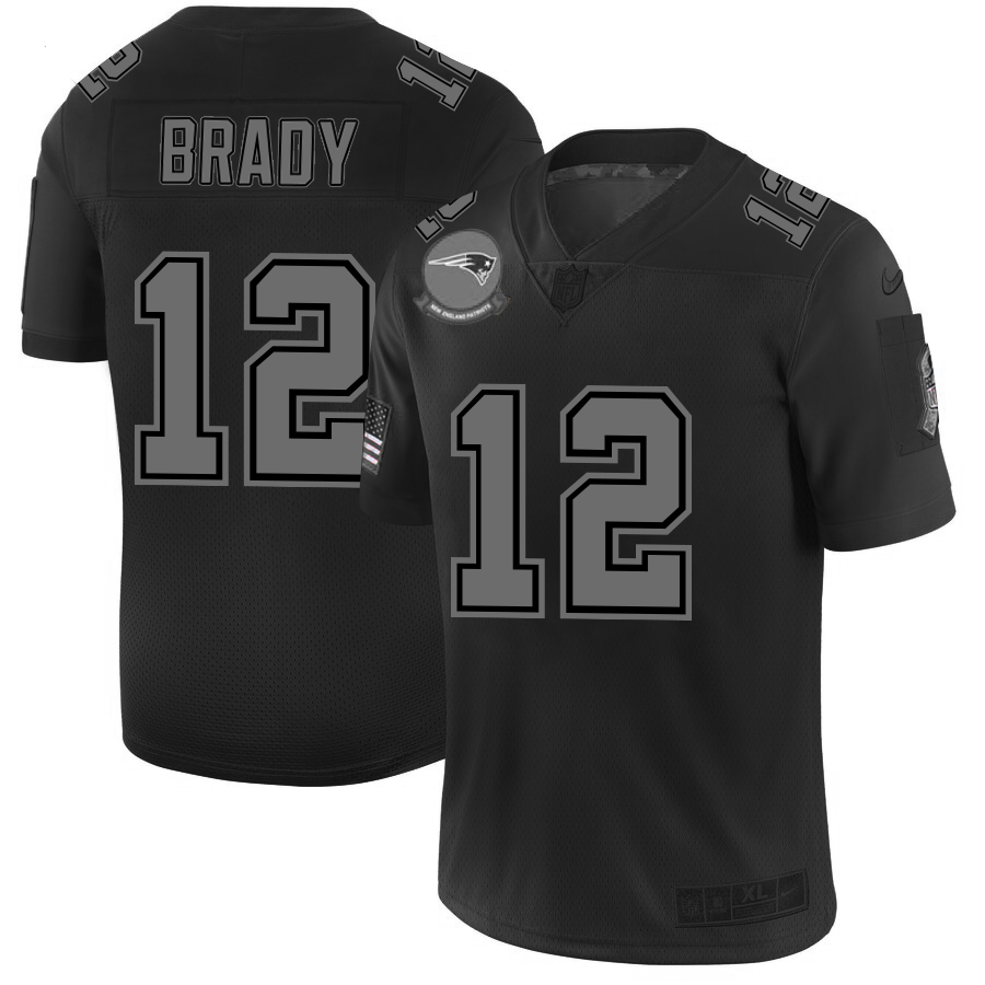 New England Patriots #12 Tom Brady Men's Black 2019 Salute To Service Limited Stitched Jersey