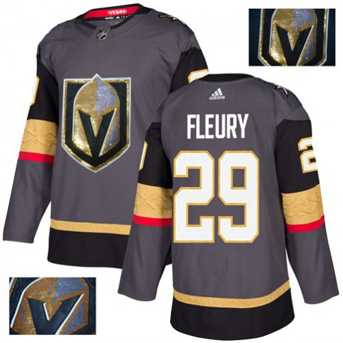 Adidas Golden Vegas Golden Knights #29 Marc-Andre Fleury Grey Home Authentic Fashion Gold Stitched Jersey Men's