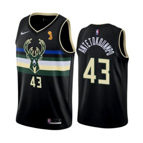 Milwaukee Bucks #43 Thanasis Antetokounmpo Womens 2021 Finals Champions Swingman Statement Edition Jersey Black Womens