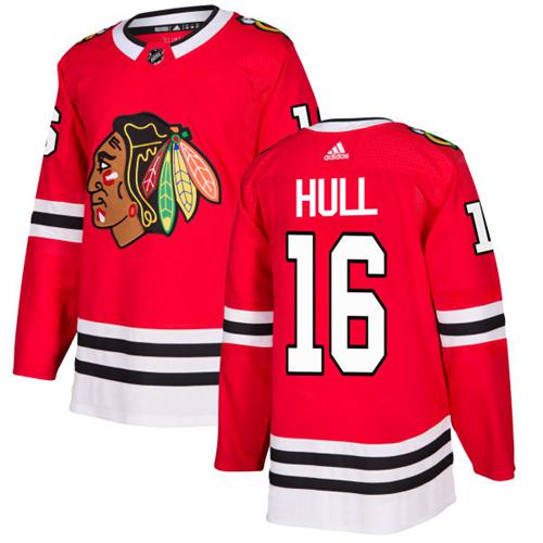 Adidas Chicago Blackhawks #16 Bobby Hull Red Home Authentic Stitched Jersey Men's