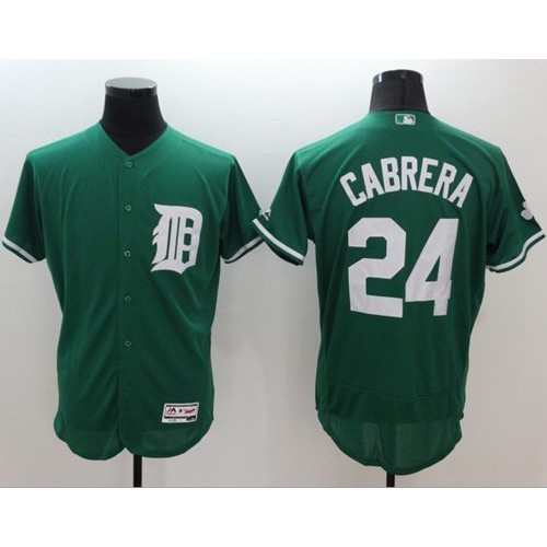 Detroit Tigers #24 Miguel Cabrera Green Celtic Flexbase Authentic Collection Stitched Jersey Men's