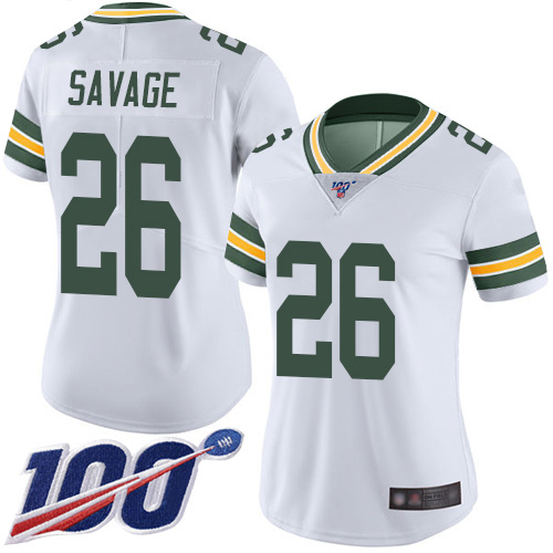 Packers #26 Darnell Savage White Women's Stitched 100th Season Vapor Limited Jersey