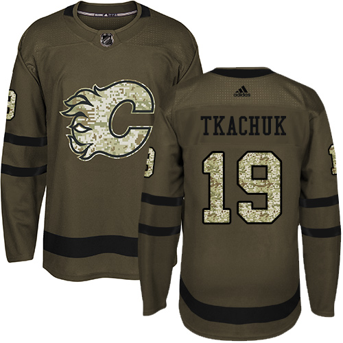 Adidas Calgary Flames #19 Matthew Tkachuk Green Salute to Service Stitched Jersey Men's