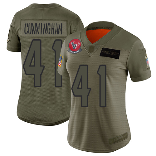 Houston Texans #41 Zach Cunningham Camo Women's Stitched Limited 2019 Salute to Service Jersey Womens