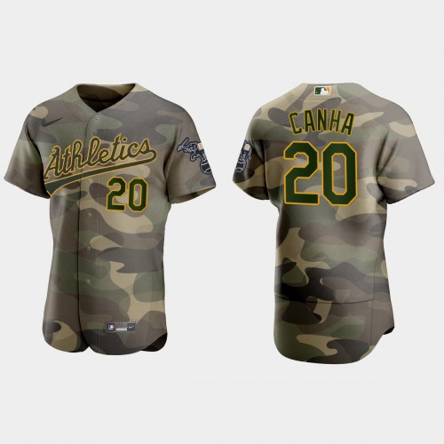 Oakland Oakland Athletics #20 Mark Canha Men's 2021 Armed Forces Day Authentic Jersey -Camo Men's