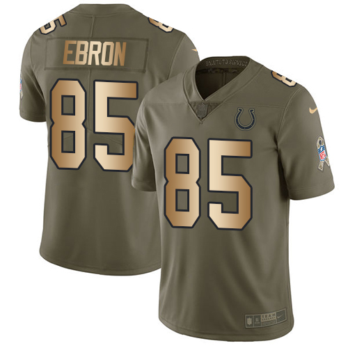 Indianapolis Colts #85 Eric Ebron Olive/Gold Men's Stitched Limited 2017 Salute To Service Jersey Men's