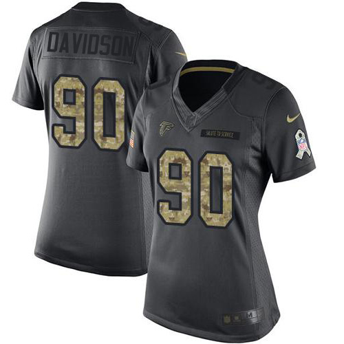 Atlanta Falcons #90 Marlon Davidson Black Women's Stitched Limited 2016 Salute to Service Jersey Womens