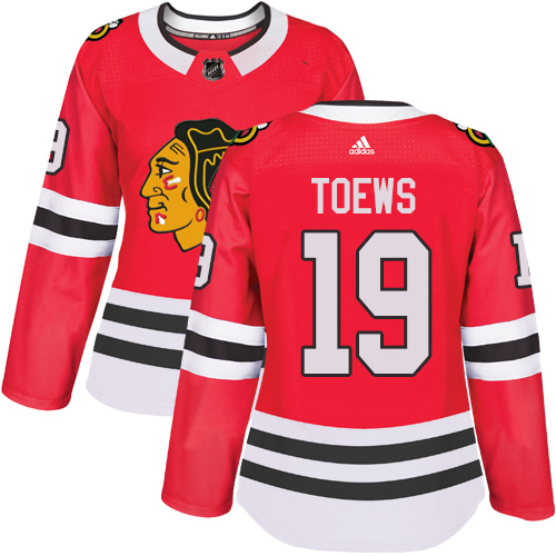 Adidas Chicago Blackhawks #19 Jonathan Toews Red Home Authentic Women's Stitched Jersey Womens