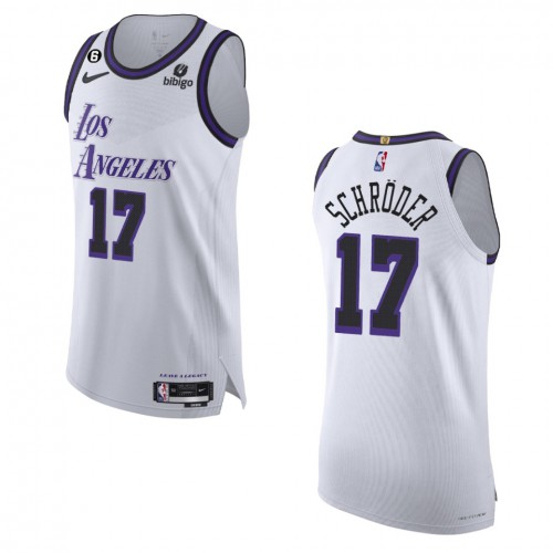 Los Angeles Los Angeles Lakers #17 Dennis Schroder White 2022-23 Authentic Jersey - City Edition Mens