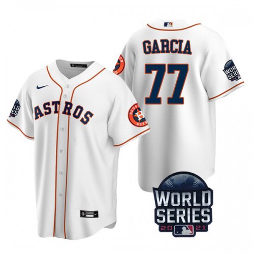 Houston Houston Astros #77 Luis Garcia Men's 150th Anniversary 2021 World Series Game Jersey - White Men's