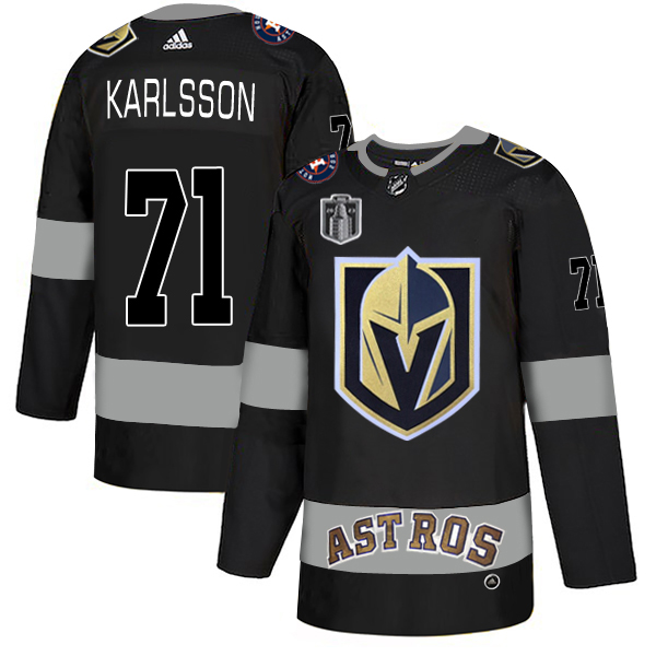 Adidas Golden Knights X Astros #71 William Karlsson Black 2023 Stanley Cup Final Patch Authentic City Joint Name Stitched Jersey
