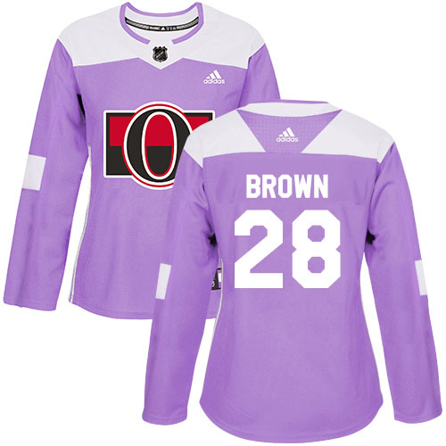 Adidas Ottawa Senators #28 Connor Brown Purple Authentic Fights Cancer Women's Stitched Jersey Womens