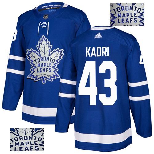 Adidas Maple Toronto Maple Leafs #43 Nazem Kadri Blue Home Authentic Fashion Gold Stitched Jersey Men's