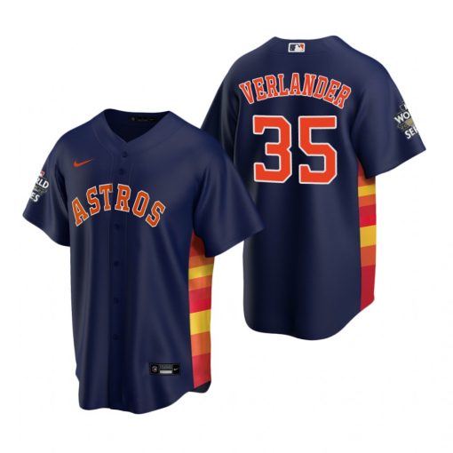 Houston Astros #35 Justin Verlander Men's 2021 World Series Game Jersey - Navy