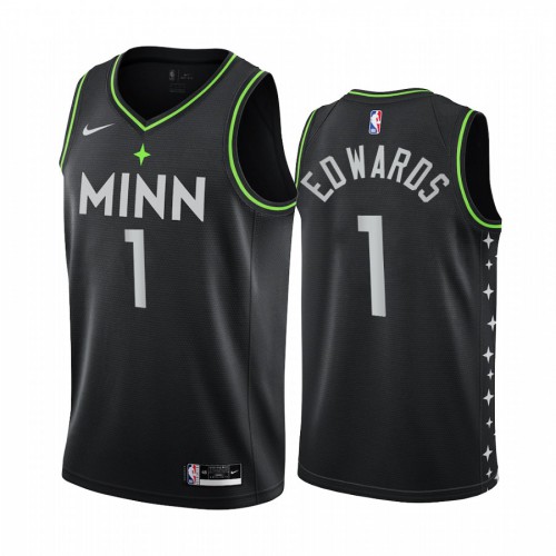 Minnesota Timberwolves #1 Anthony Edwards Black Womens Swingman 2020-21 City Edition Jersey Womens