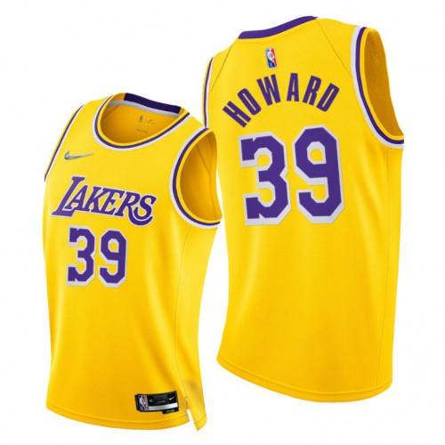 Los Angeles Lakers #39 Dwight Howard Mens 2021-22 75th Diamond Anniversary Jersey Gold Mens