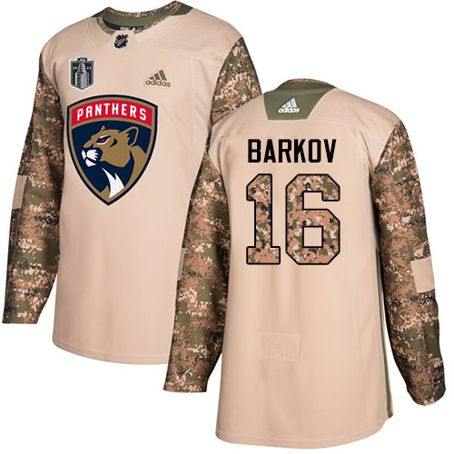 Adidas Lightning #16 Aleksander Barkov Camo 2023 Stanley Cup Final Patch Authentic Veterans Day Stitched Youth Jersey
