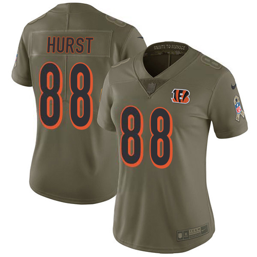 Bengals #88 Hayden Hurst Olive Women's Stitched Limited 2017 Salute To Service Jersey