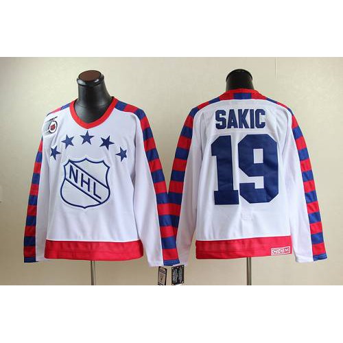 Quebec Nordiques #19 Joe Sakic White All Star CCM Throwback 75TH Stitched Jersey Men's
