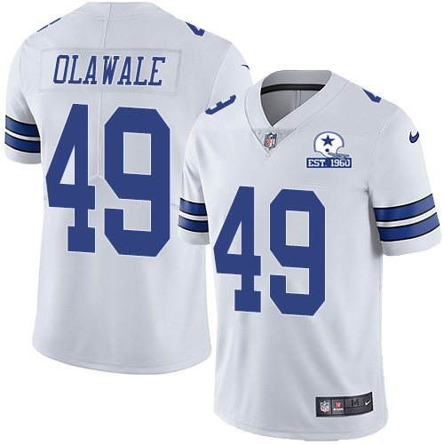 Dallas Cowboys #49 Jamize Olawale White Men's Stitched With Established In 1960 Patch Vapor Untouchable Limited Jersey Men's