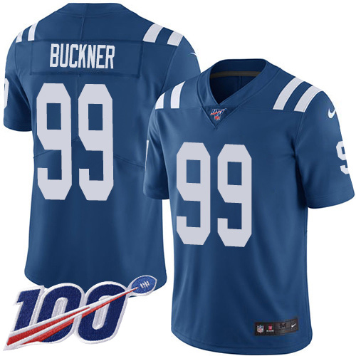 Indianapolis Colts #99 DeForest Buckner Royal Blue Team Color Men's Stitched 100th Season Vapor Untouchable Limited Jersey Men's